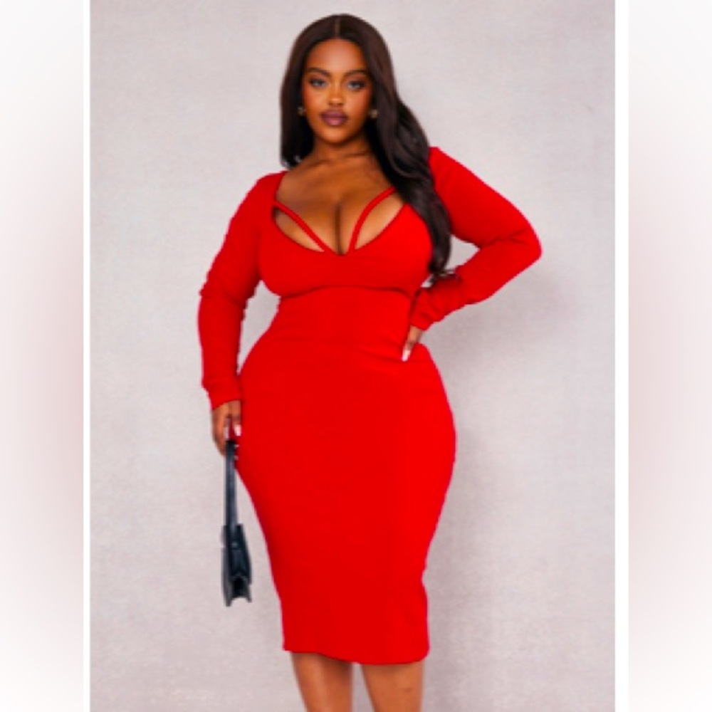 Pretty Little Thing Red Midi dress